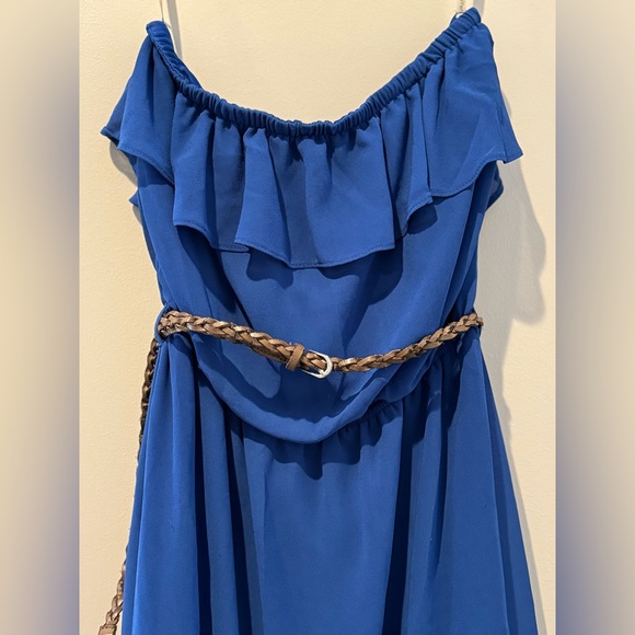 Love Culture M Blue Strapless High Low Dress w/ Belt - Picture 3 of 9